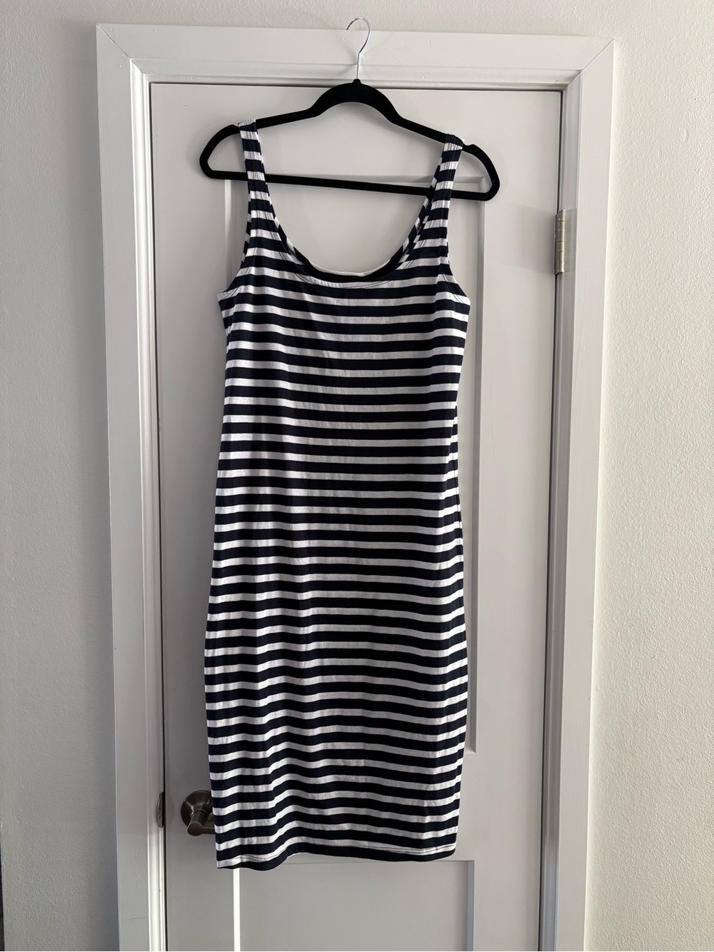 NWT: Long Tall Sally Navy Blue Stripe Tank Dress Lightweight Midi Length